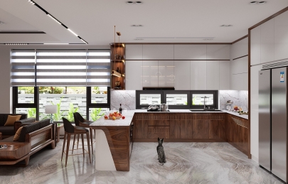 Báo giá các loại tủ bếp gỗ óc chó cao cấp